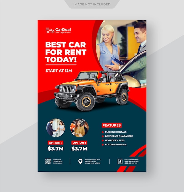 Vector a4 flyer for car rental promotions car sale flyers or automobile repair flyers