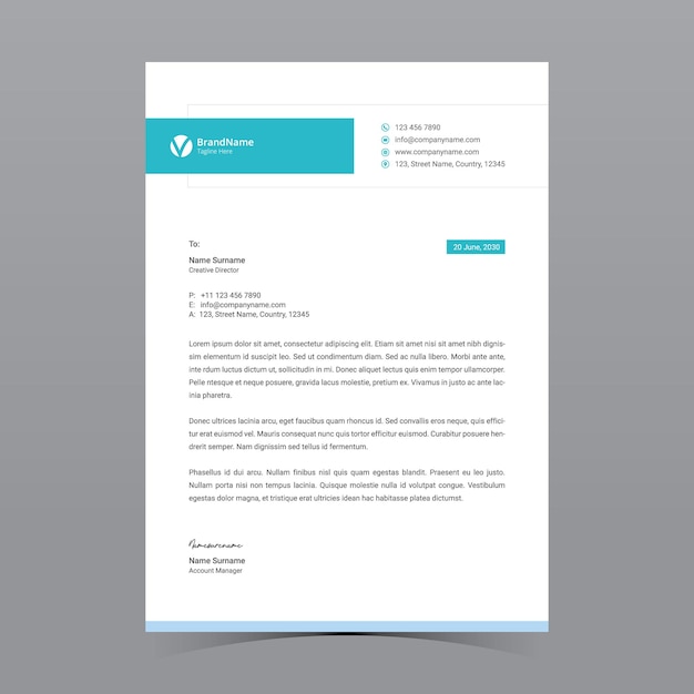 A4 Letterhead Template Vector Design