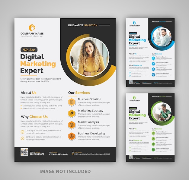 A4 Modern Editable Corporate Flyer Mailer Leaflet Template Loyout with Blue Yellow Green Color