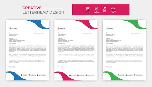 A4 modern letterhead design premium vector premium vector