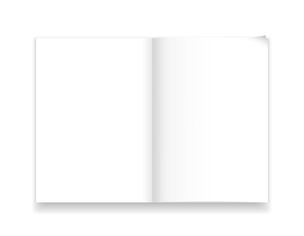 Modello di quaderno a4 isolato con ombra realistica illustrazione vettoriale diffusione di pagine bianche