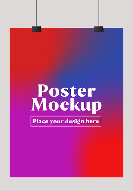 A4 Poster mockup vector file gradient background hanging poster mockup