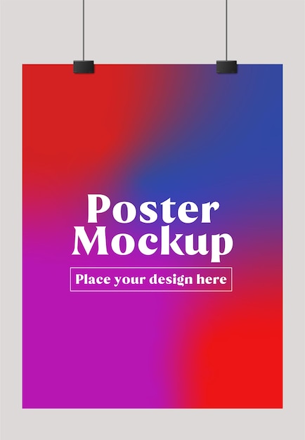 A4 poster mockup vector file gradient background hanging poster mockup