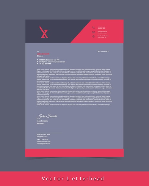 Vector a4 print ready letterhead design template minimal letterhead template