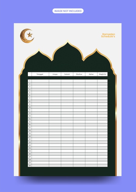 Vector a4 realistic ramadan schedule posters jadwal puasa editable template vector