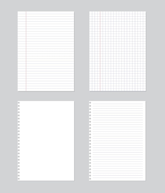A4 sheet of white lines paper isolated on gray background Blank sheets design for back to school