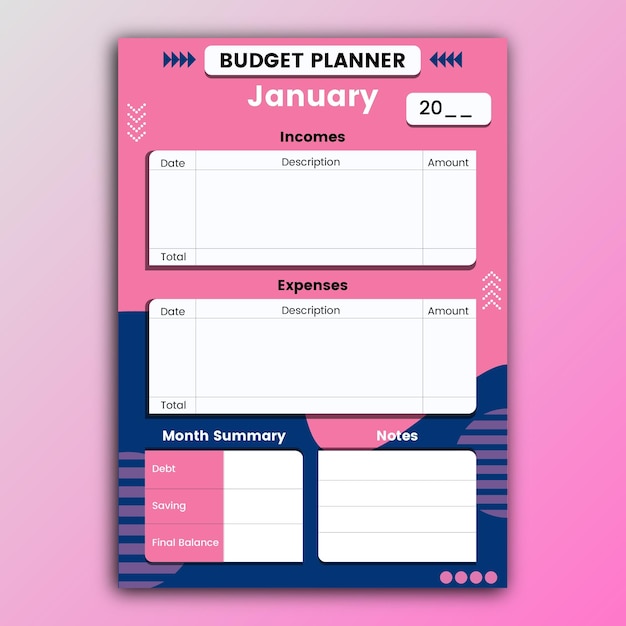 A4 Size Budget Planner Template