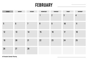 Vector a4 template calendar planning february