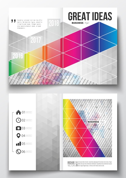 Vector a4 templates for brochure with polygonal backgrounds