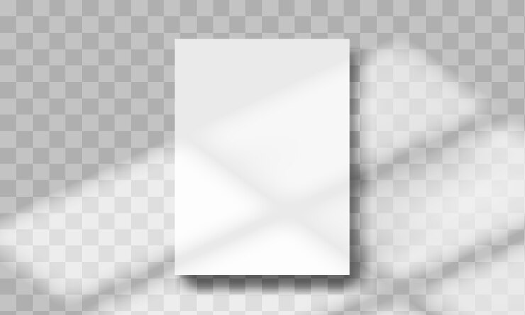 A4 vel papierformaat. Venstereffect schaduwoverlay. Sjabloon met zonlicht.