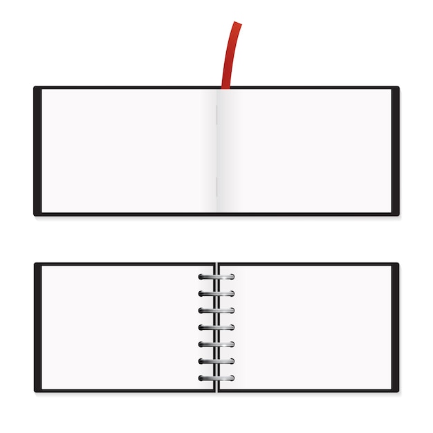 Vector a5 horizontal notepad mockup vector illustration spread template