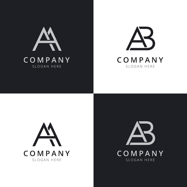 Vector aa ab letter initial logo templates