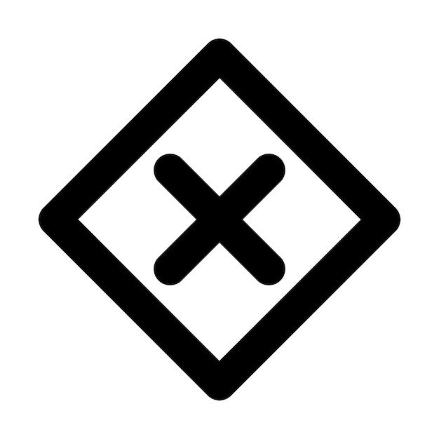Vector aandacht kruising x stop verkeersbord waarschuwing voorzichtigheid geïsoleerd icoon symbool
