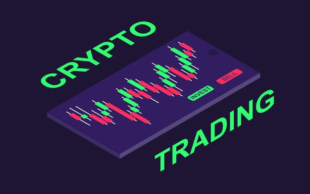Aandelenmarkt grafiek grafiek Crypto trading isometrisch vector illustratie ontwerp