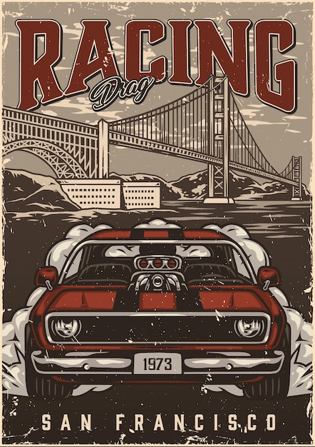 Aangepaste auto's vintage poster