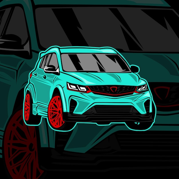 Aangepaste SUV auto logo vector tekening