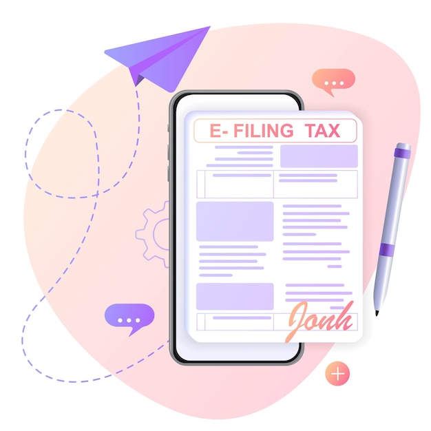Aangifte en betaling van inkomstenbelasting met online formulierendigitale belastingaangifte met eform tax bills app