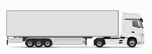 Aanhangwagen vrachtwagen zijaanzicht ontwerp geïsoleerde witte achtergrond element vector