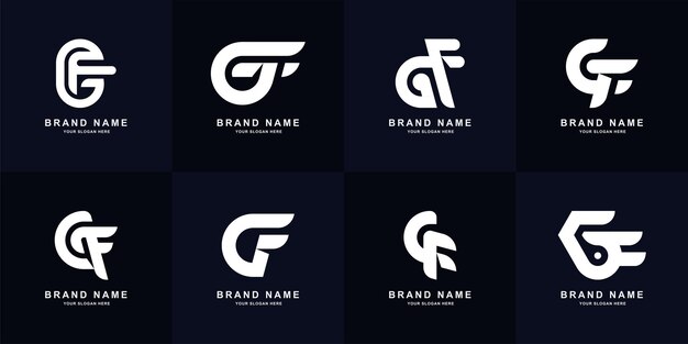 Aanmaningsbrief gf of fg monogram logo ontwerp