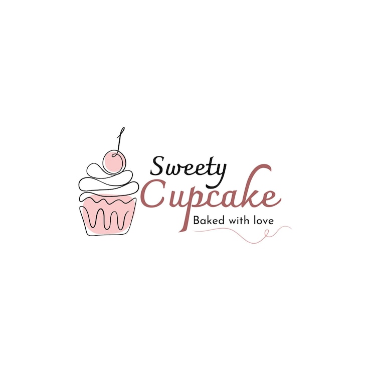 Vector aanpasbaar cupcake logo design gebakken met liefde sweet amp eenvoudige sjabloon voor bakkerijen en patiss