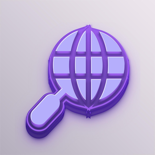Aanpasbaar Purple 3D Vector Global Search Icon voor Onderwijs Business en Media