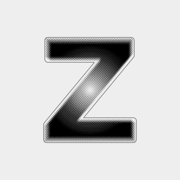 Aanpasbare Halftone Vector Letter Z Icon met Black Line Design