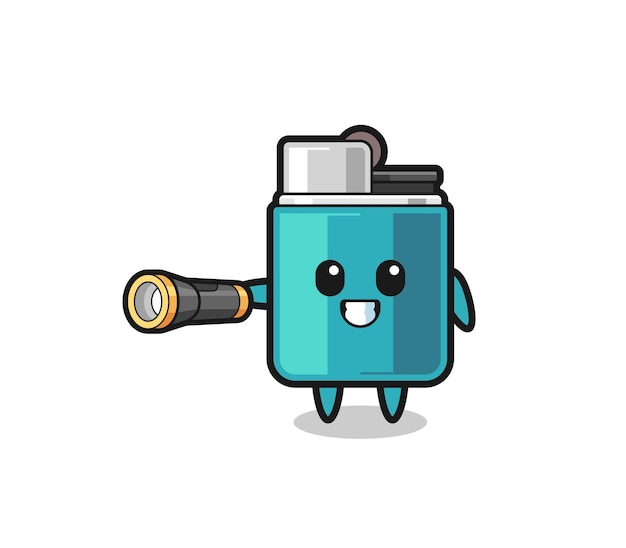 Aansteker mascotte met zaklamp schattig ontwerp