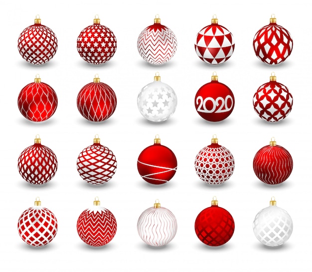 Aantal decoratieve kerstballen geïsoleerd,