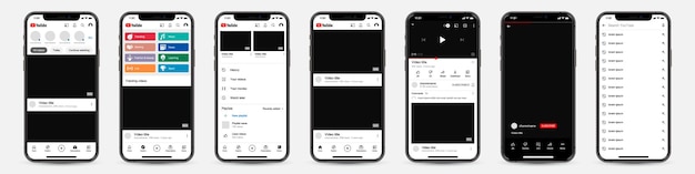 Aantal telefoons met YouTube-sjabloonframe voor sociaal netwerk