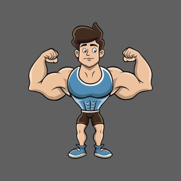 aantrekkelijke cartoon type body builder mascotte gaming personage design