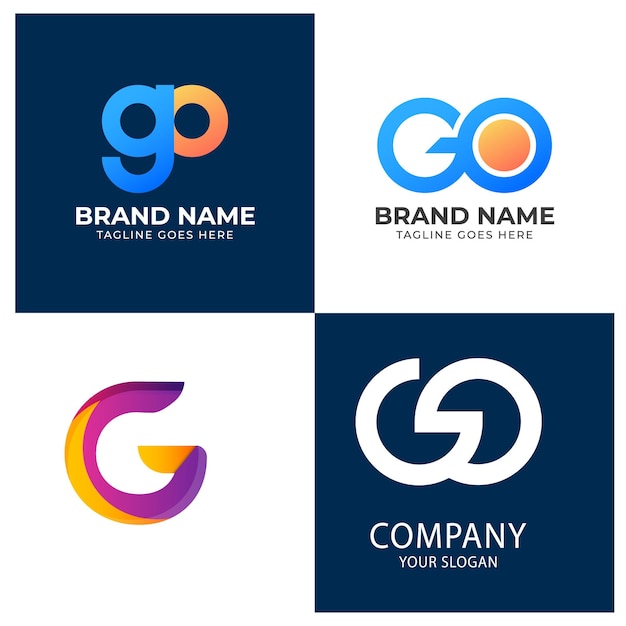 Aanvankelijke letter gaan Gekoppelde cirkel Kleinletter Logo Blauw Icon Ontwerp Template Element met gradiënt Vec