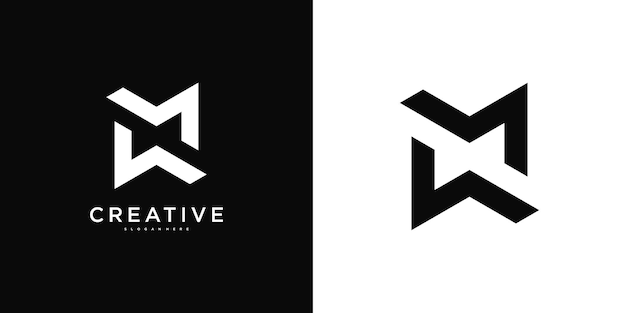 Aanvankelijke letter MW of WM logo ontwerp sjabloon Premium Vector