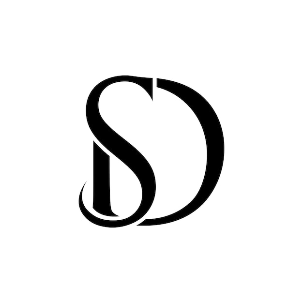 Vector aanvankelijke lettering van het sd-logo of het ds-logo