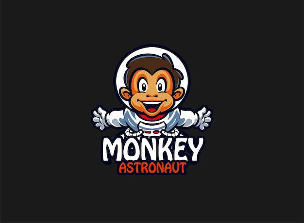 Aap Astronaut Cartoon Mascot Karakter Logo