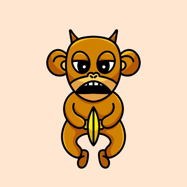 Aap Cartoon Mascotte Grappig Vector Glimlach Geluk Plezier Leuk Boerderij Illustratie Leuk Bruin