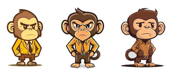 Aap chimpansee stripfiguur mascotte logo-ontwerp voor zakelijke branding