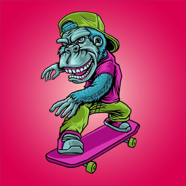 Aap en skateboard