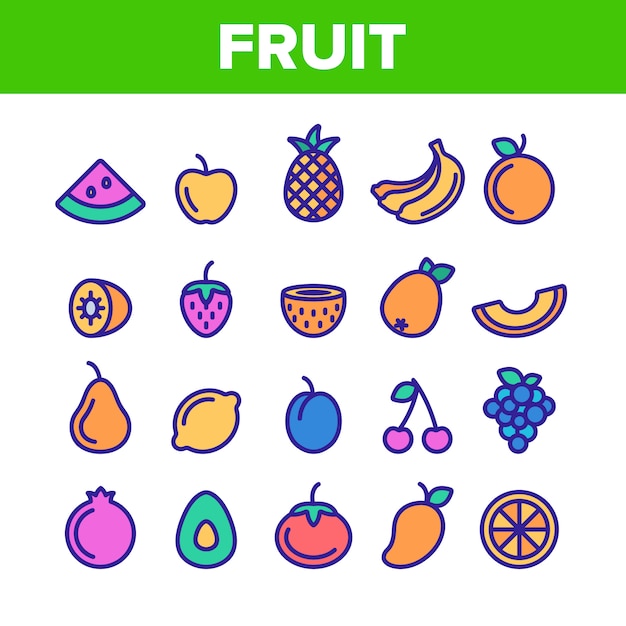 Aard Fruit elementen Icons Set