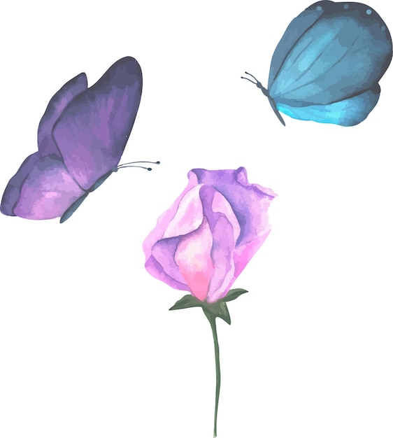 Aardachtergrond met bloesemtak van schat en vlinder