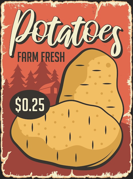 Aardappel groente promo poster banner ontwerp vector template