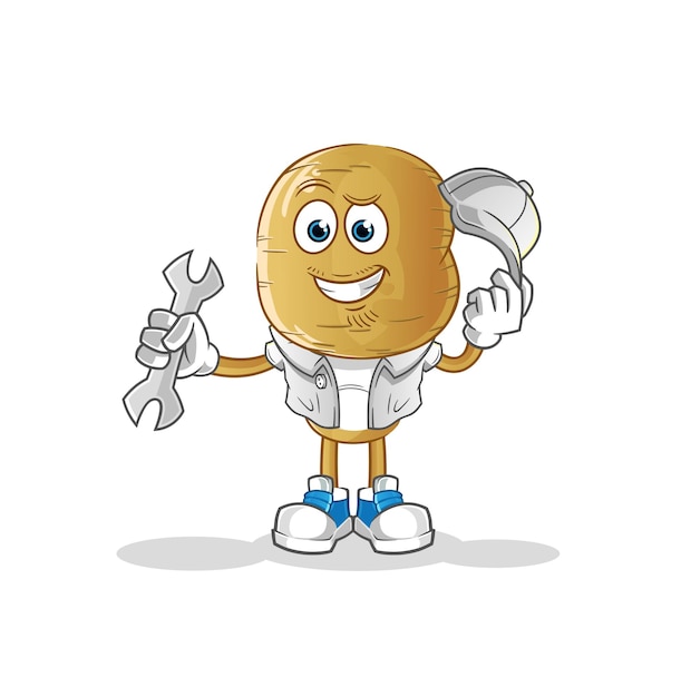 Aardappel hoofd cartoon monteur cartoon cartoon mascotte vector