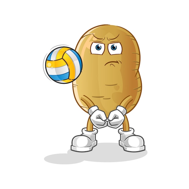 Aardappel spelen volleybal mascotte