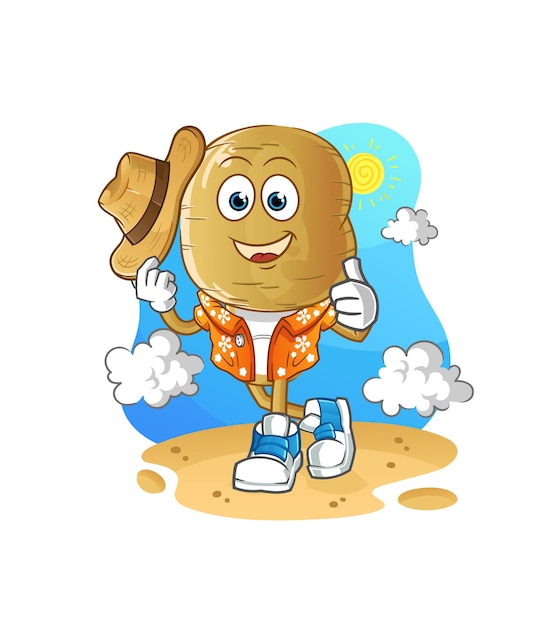 Aardappelkop cartoon ga op vakantie cartoon mascotte vector