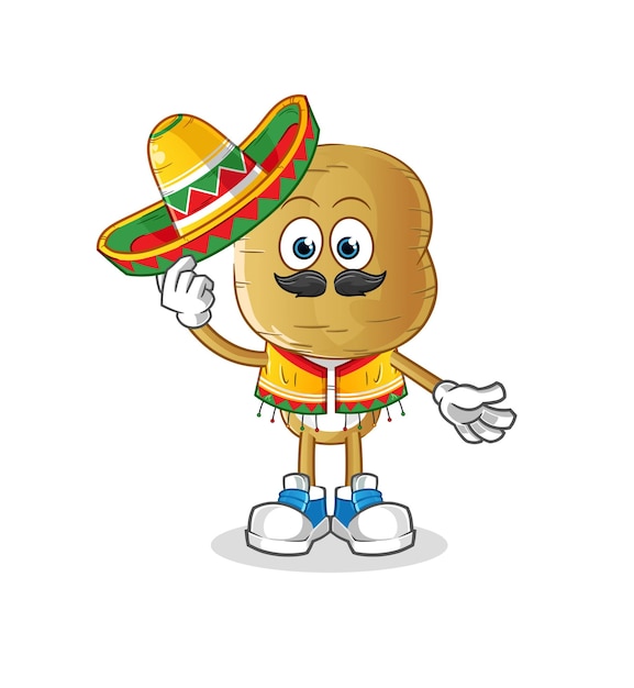 Aardappelkop cartoon Mexicaanse cultuur en vlag cartoon vector