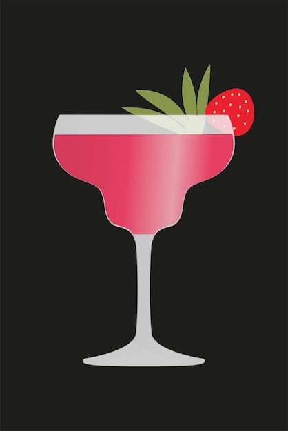Aardbei daiquiri cocktail alcohol drinken vectorillustratie