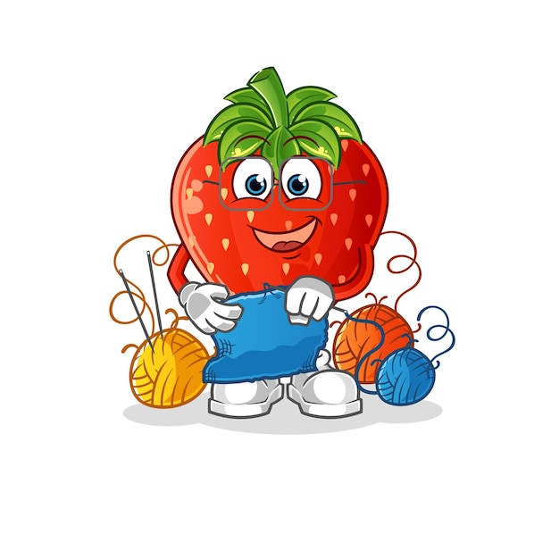 Aardbei kleermaker mascotte. cartoon vector