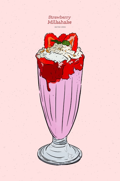 Vector aardbei milkshake illustratie