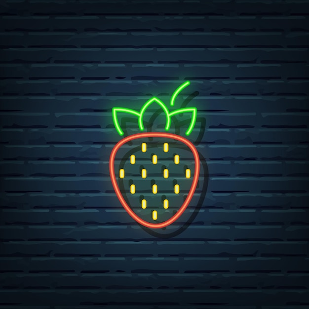 Aardbei Neon Sign Vector Elementen