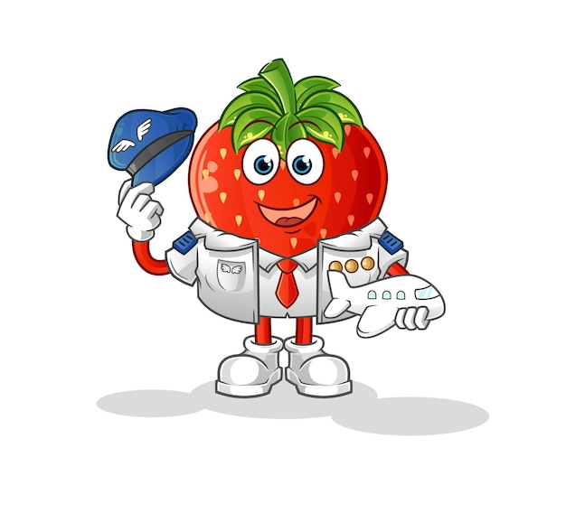 Aardbei piloot mascotte. cartoon vector