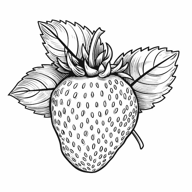 Vector aardbeien cartoon vector illustratie natuur concept geïsoleerd premium mascotte fruit kleurplaat